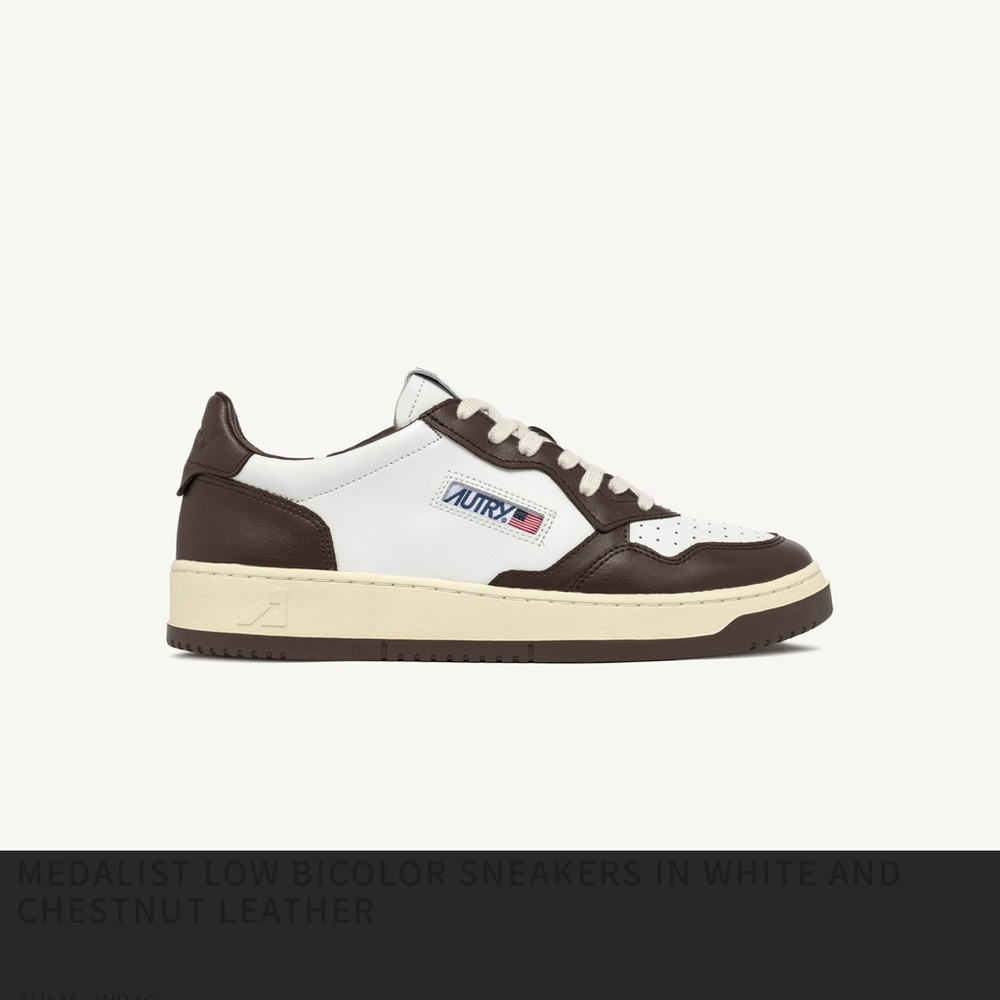 NEW Autry Medalist Low Bicolor Sneakers - White and Brown